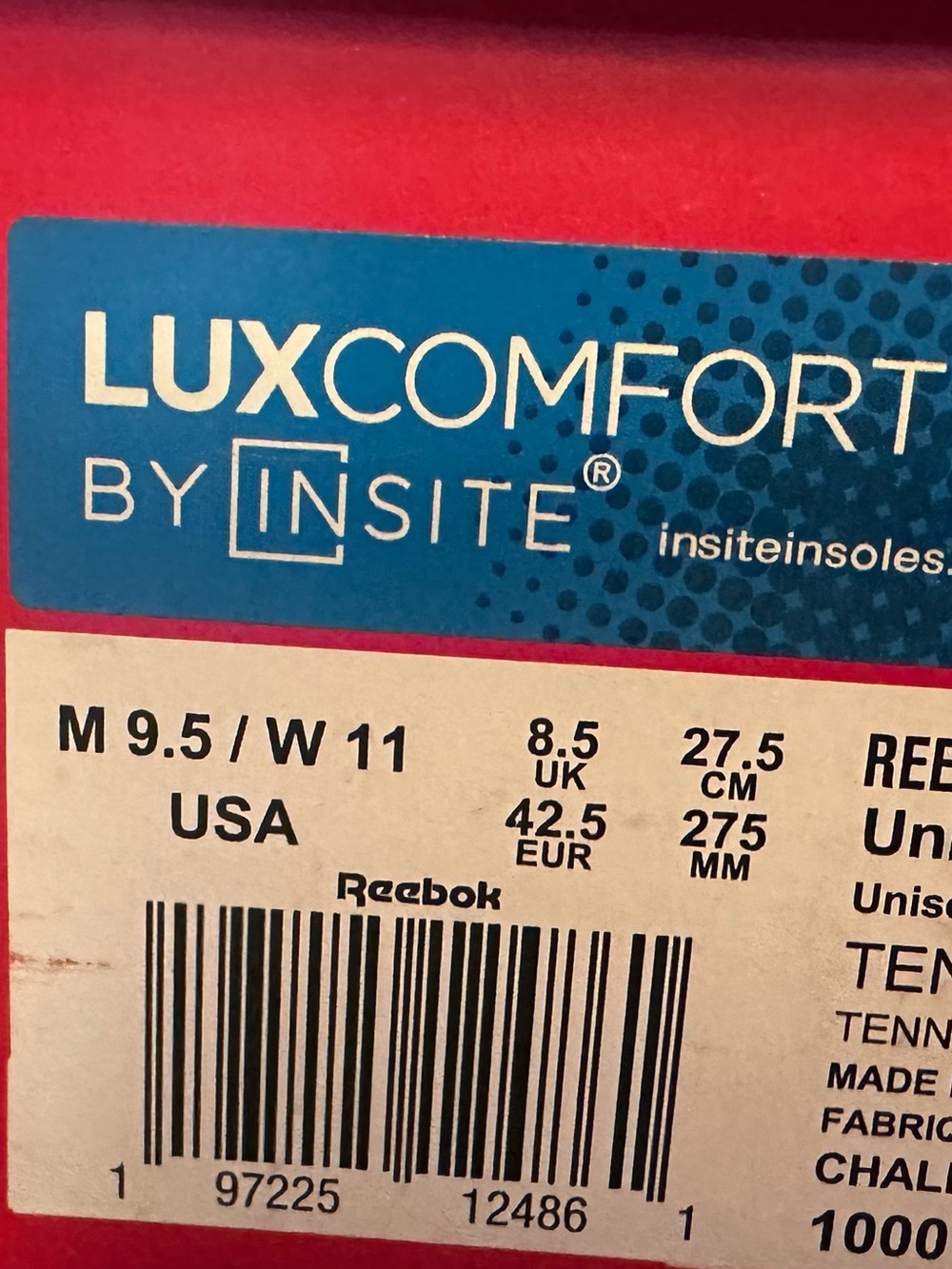 Reebok Court Advance LuxComfort Unisex Sneakers NIB White Blue Men’s 9.5 W 11 - Picture 6 of 6
